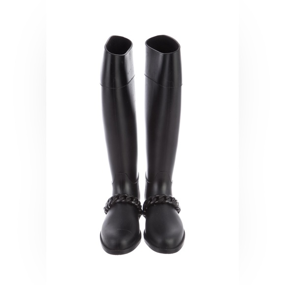 Givenchy black rain boots with chain link accents size 37 - Picture 3 of 16
